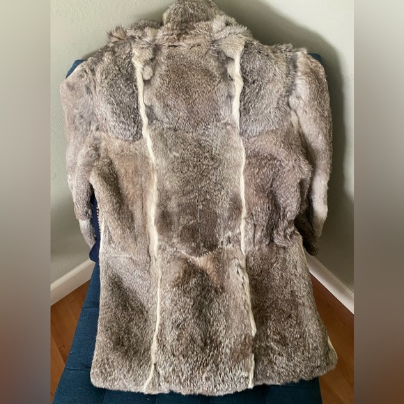 Women’s rabbit fur Jacket in Gray-Cream - Picture 2 of 14